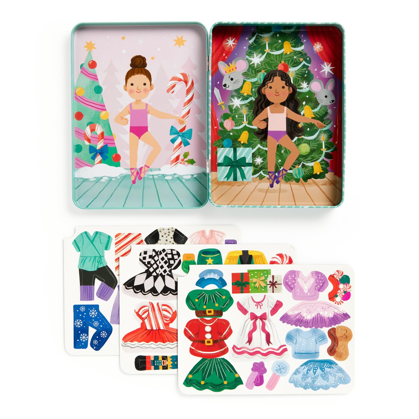 Mudpuppy Enchanted Nutcracker - Magnetic Dress Up Game with Illustrated Christmas Scenes Including 2 Ballerina Characters and Ov