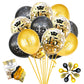 Jonhamwelbor 45Th Birthday Balloons 45 Years Black Gold Latex Confetti Printed Number Balloons For Men Women Birthday Party Deco