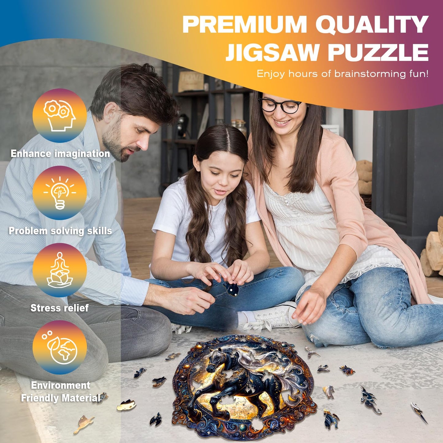 Wooden Puzzles for mature-themeds - Elegant Horse Wooden Jigsaw Puzzle - Unique Animal Shaped Wood Puzzles mature-themed - Creative Birthday Gift Family Game 300pcs