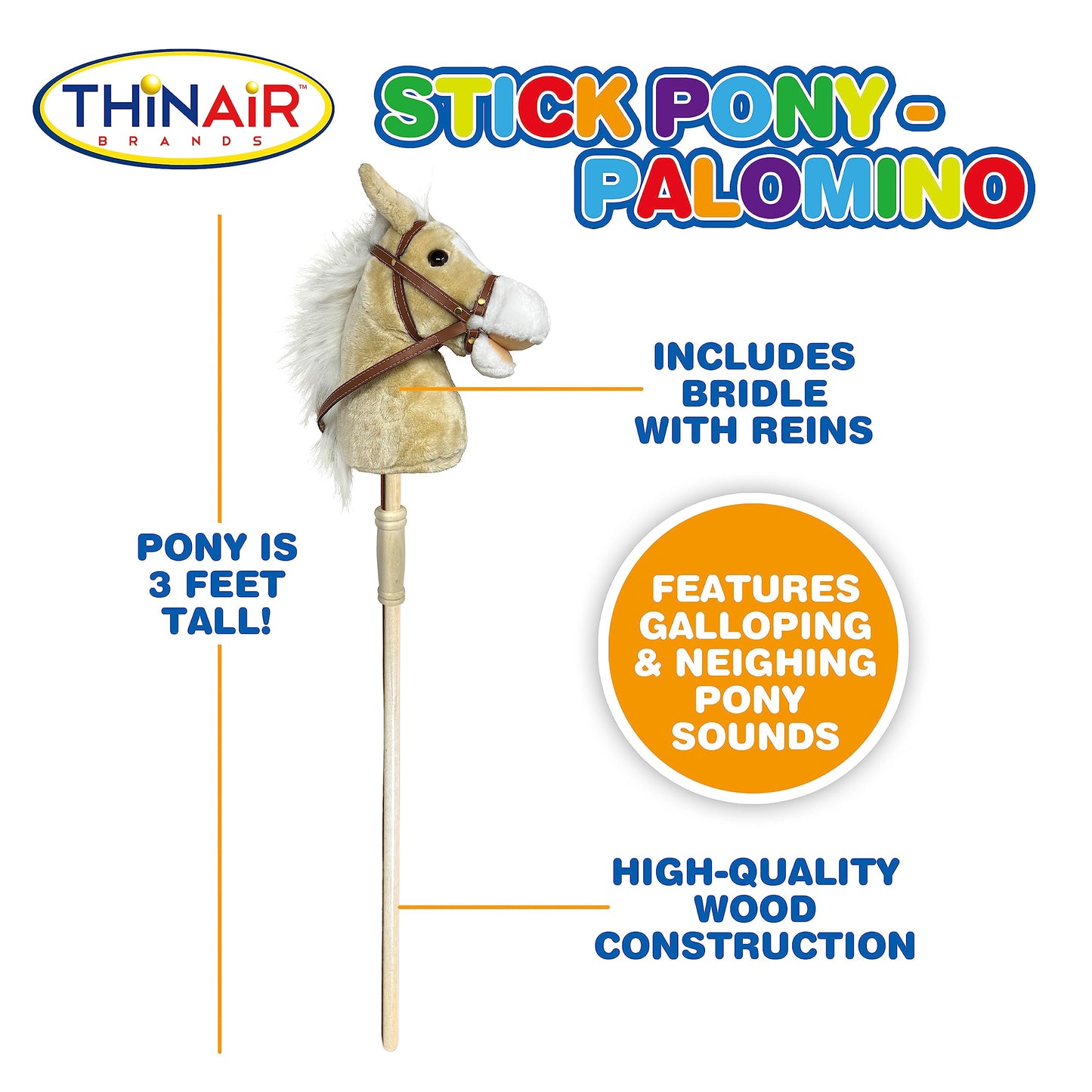 Nature Bound Stick Horse | Plush Handcrafted Hobby Horse Provides Fun Pretend Play For Toddlers & Preschoolers | Handsewn Head, Sturdy Wood Stick, Plus Neighing & Clip-Clop Sounds