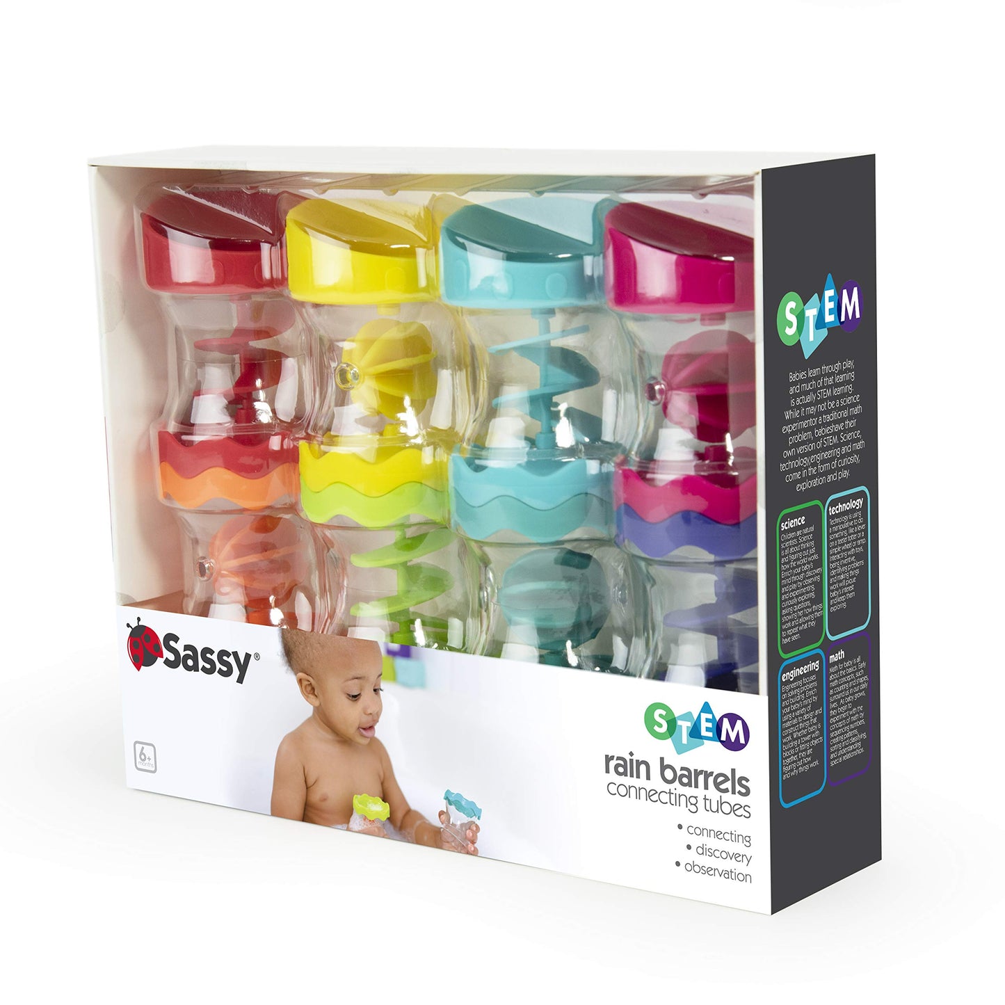Sassy Rain Barrels Connecting Funnels with 8 Snap Together Tubes for Stem Play