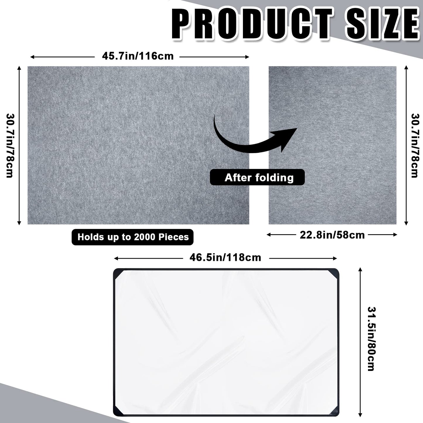 Sratte Jigsaw Puzzle Board With Dustproof Cover, Foldaway Felt Puzzle Board Portable Puzzle Mat, Foldable Puzzle Pad Puzzle Storage Board, Non Slip Surface (45.7 X 30.7 Inch)