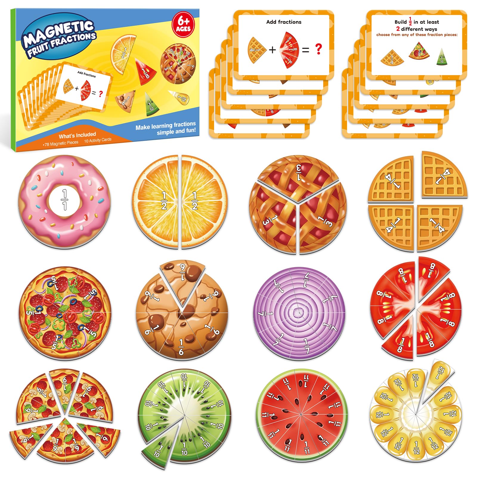 Aizweb Magnetic Fraction Tiles & Circles, Bars,Math Manipulatives, Fra ...