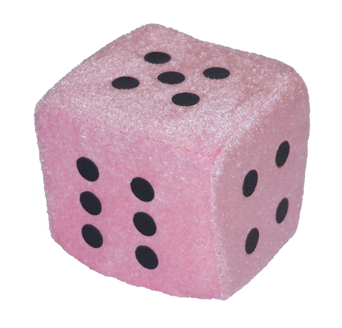 Large Pink Plush Dice For Bunco Or Casino Party Decorations - 3.15' Square Pink Plush Dice With Black Dots. Bunco Party Supplies