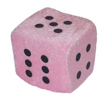 Large Pink Plush Dice For Bunco Or Casino Party Decorations - 3.15' Square Pink Plush Dice With Black Dots. Bunco Party Supplies