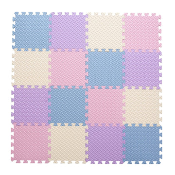 Tamiplay 16Pcs Foam ,Eva Soft Interlocking Floor Mats, Solid Colored Foam Puzzled Baby Play Mat Exercise Mats With Storage Bag(Beige/Pink/Purple/Gray Blue)