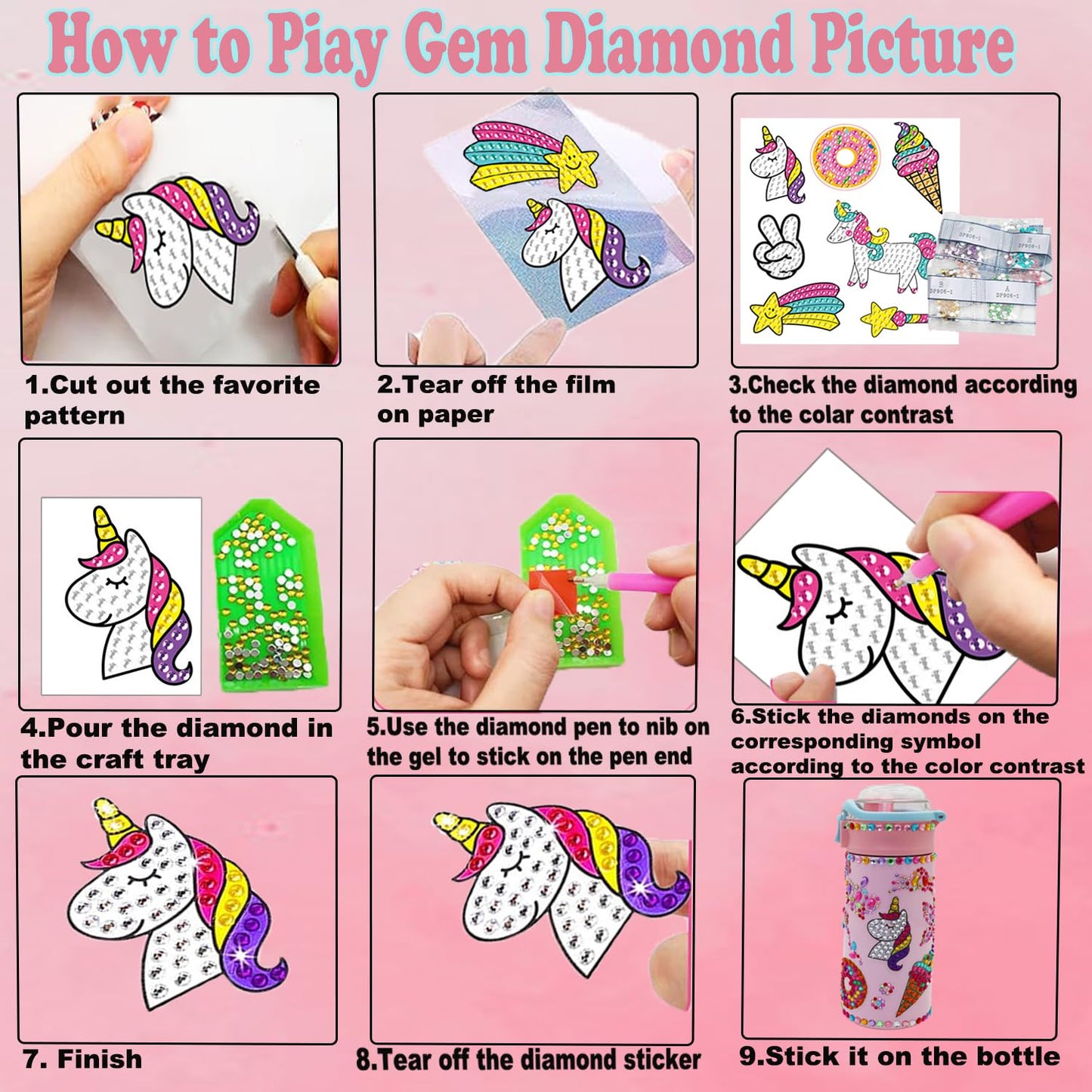 Huastyle Decorate Your Own Cute Water Bottle For Girls, Crafts For Girls Ages 6-8 8-12, Arts And Crafts For Kids 5 6 7 8 9 10 11 12 Year Old Birthday Christmas Gift