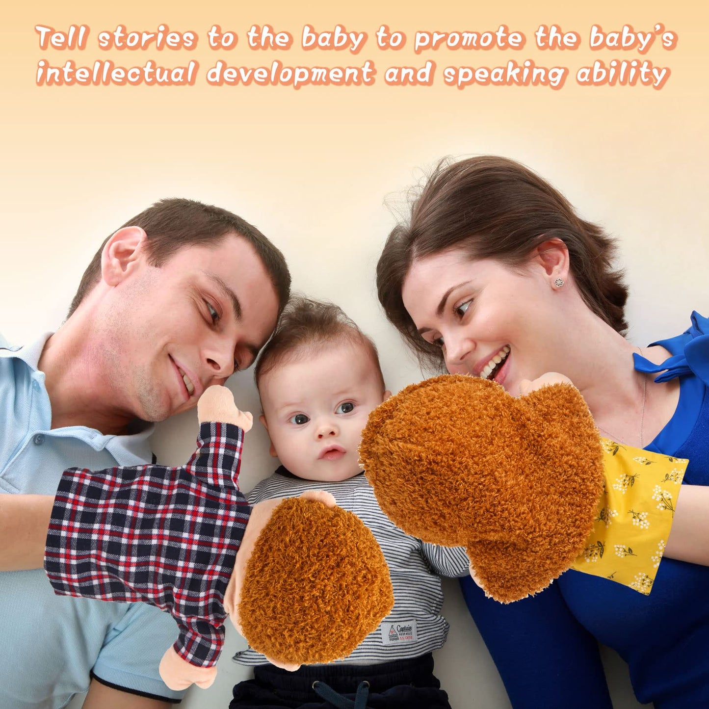6 Pcs Family Hand Puppets 12 Inch Grandparents, Mom & Dad, Brother & Sister Plush Hand Puppet Toys Role-Play Toy Puppets For Kid