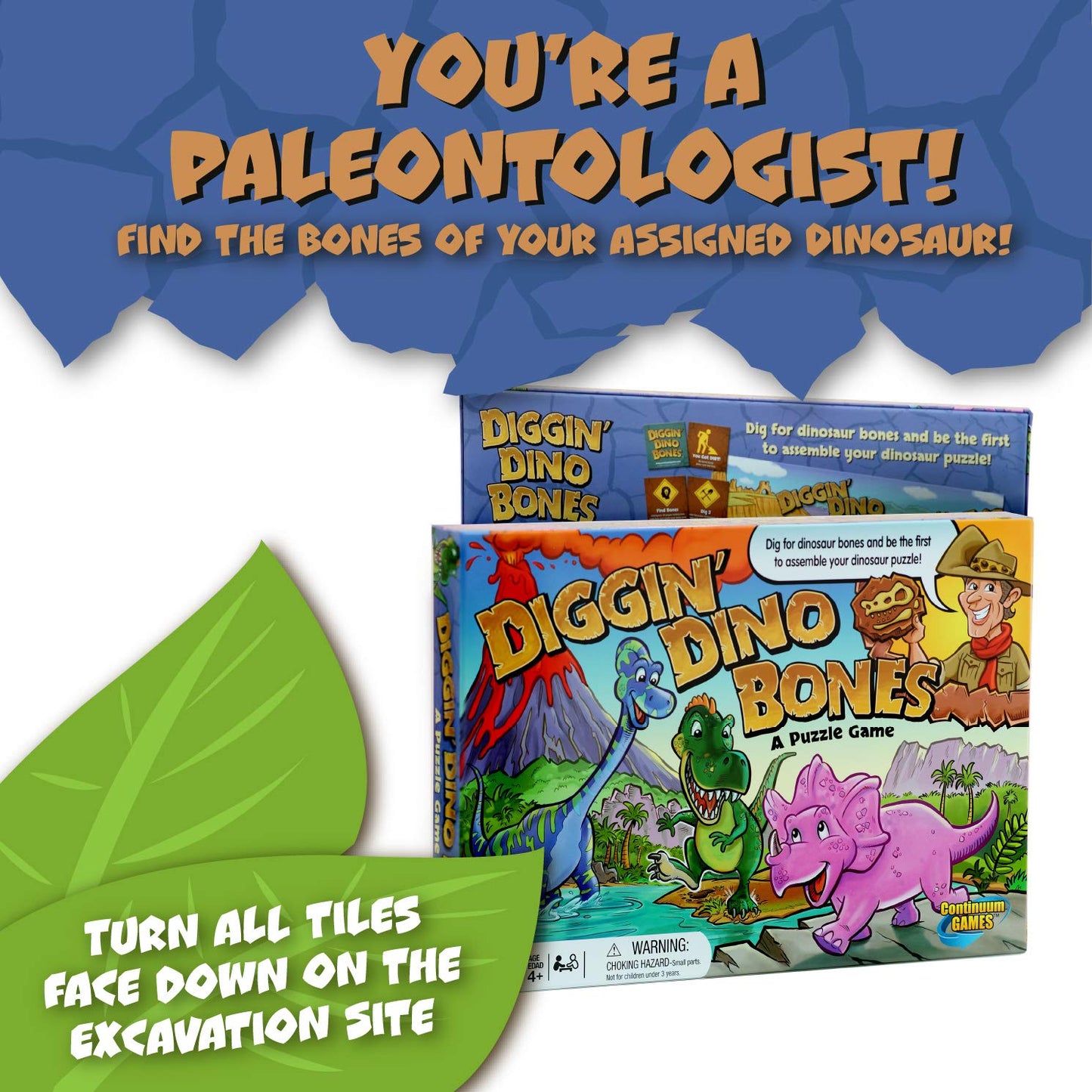 Continuum Games - Digging Dino Bones Board Game, Kids Aged 4 & Up