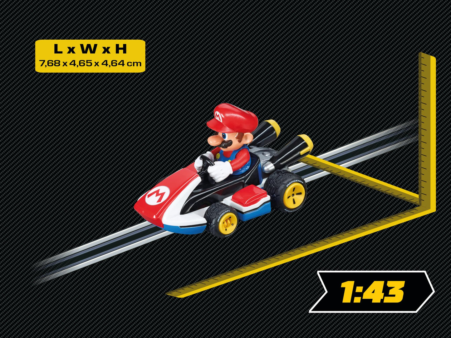 Carrera 64033 Mario Kart - Mario 1:43 Scale Analog Slot Car Vehicle for GO Electric and Battery Slot Car Racing Track Sets