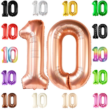 Huge 40 Inch, Rose Gold Number 10 Balloon - Foil 10 Balloon Number | 10 Birthday Balloon For 10 Year Old Birthday Decorations | 10Th Birthday Decorations For Girl | Number 10 Balloons For Anniversary