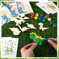 Leinuosen 28 Sets Dinosaur Party Favors Wood Painting Craft Kits with Art Supplies and Inspirational Cards Thank You for Coming