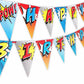 Superhero Red Happy Birthday Banner Pennant