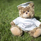 Plushland Plush Stuffed Animal Toys 12 Inches Present Gifts for Graduation Day  Personalized Text  Name or Your School Logo on Gown  Best for Any Grad School Kids (White Gown)