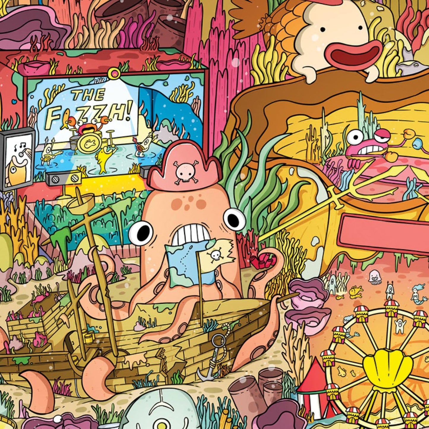 Cross & Glory - Seamonster Shenanigans - 1000 Piece Jigsaw Puzzle For Adults & Kids 12+ | Colorful Underwater Scene With Whimsical Sea Creatures | Family Fun