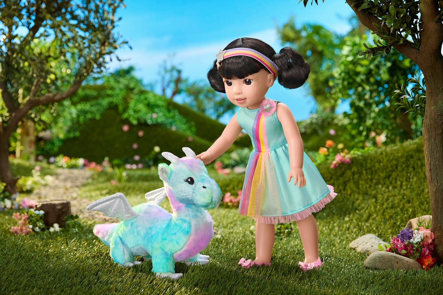 American Girl Welliewishers 14.5-Inch Emerson Doll Playset With Crisella The Dragon, Doll Dress And Accessories, And Storybook, For Ages 4+