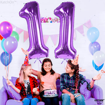 Katchon, Giant Purple 11 Balloon Number - 40 Inch | Foil Number 11 Balloon Purple For 11Th Birthday Decorations For Girls | Purple 11 Birthday Balloon | Purple 11 Balloons Number Birthday Decorations