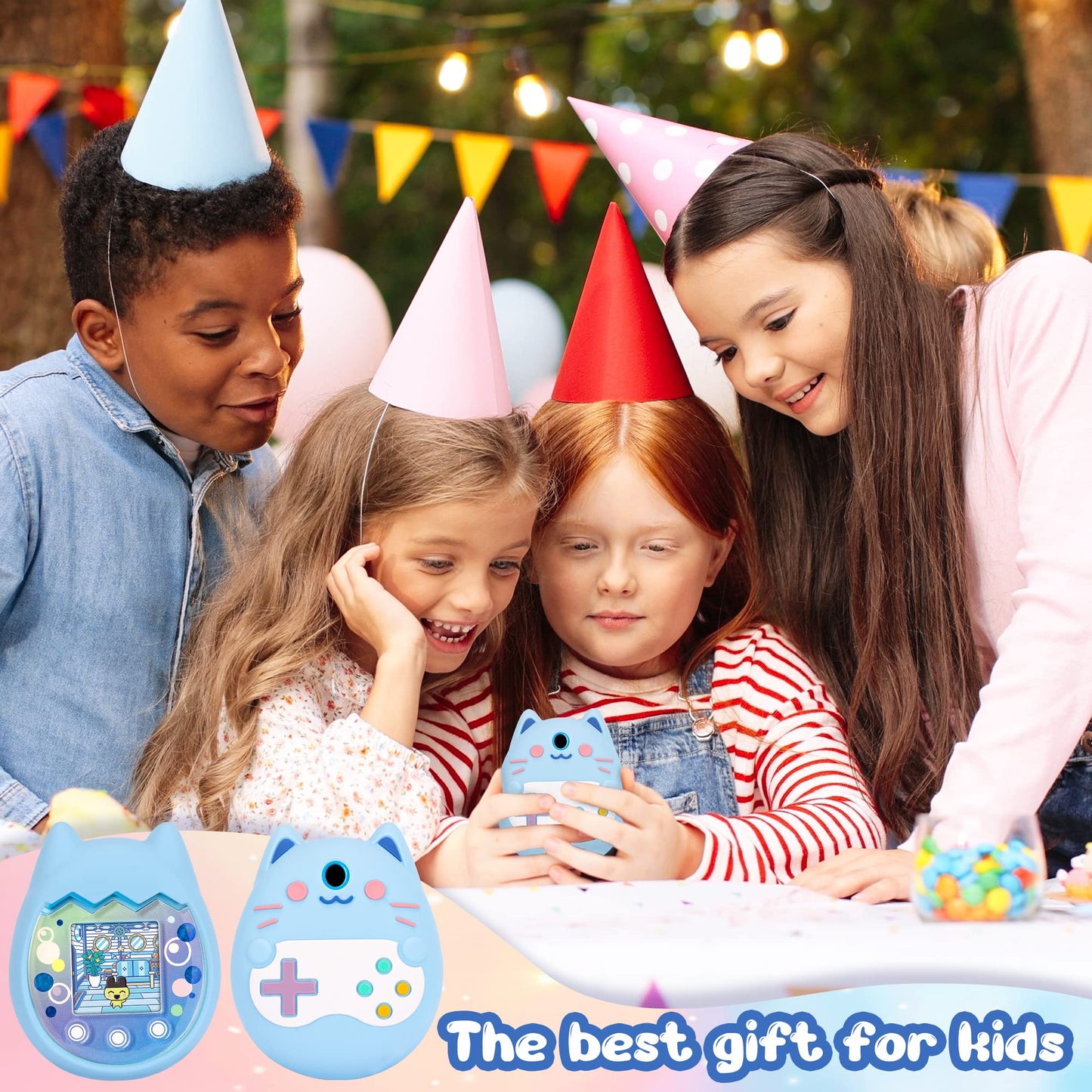 Meetikar Silicone Cover Compatible with Tamagotchi Pix Virtual Pet Game Machine, Protective Sleeve for Tamagotchi Pix with Finge