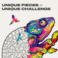 Unidragon Original Wooden Jigsaw Puzzles - Iridescent Chameleon, 202 Pcs, Medium 10.2''X13'', Beautiful Gift Package, Unique Sha