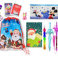 SHUDAUSHI 15pcs Santa Claus Theme Stationery Gift Set for Kids, Christmas Day Gift for Kids Santa Claus Bag, Diary, Cards Return