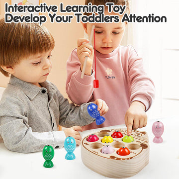 Naodongli Wooden Magnetic Fishing Game For Toddlers 1-3,Montessori Preschool Education Activities Fishing Toys Learning Fine Motor Skills Best Birthday Gift For 3 4 5 Year Old Boys Girls