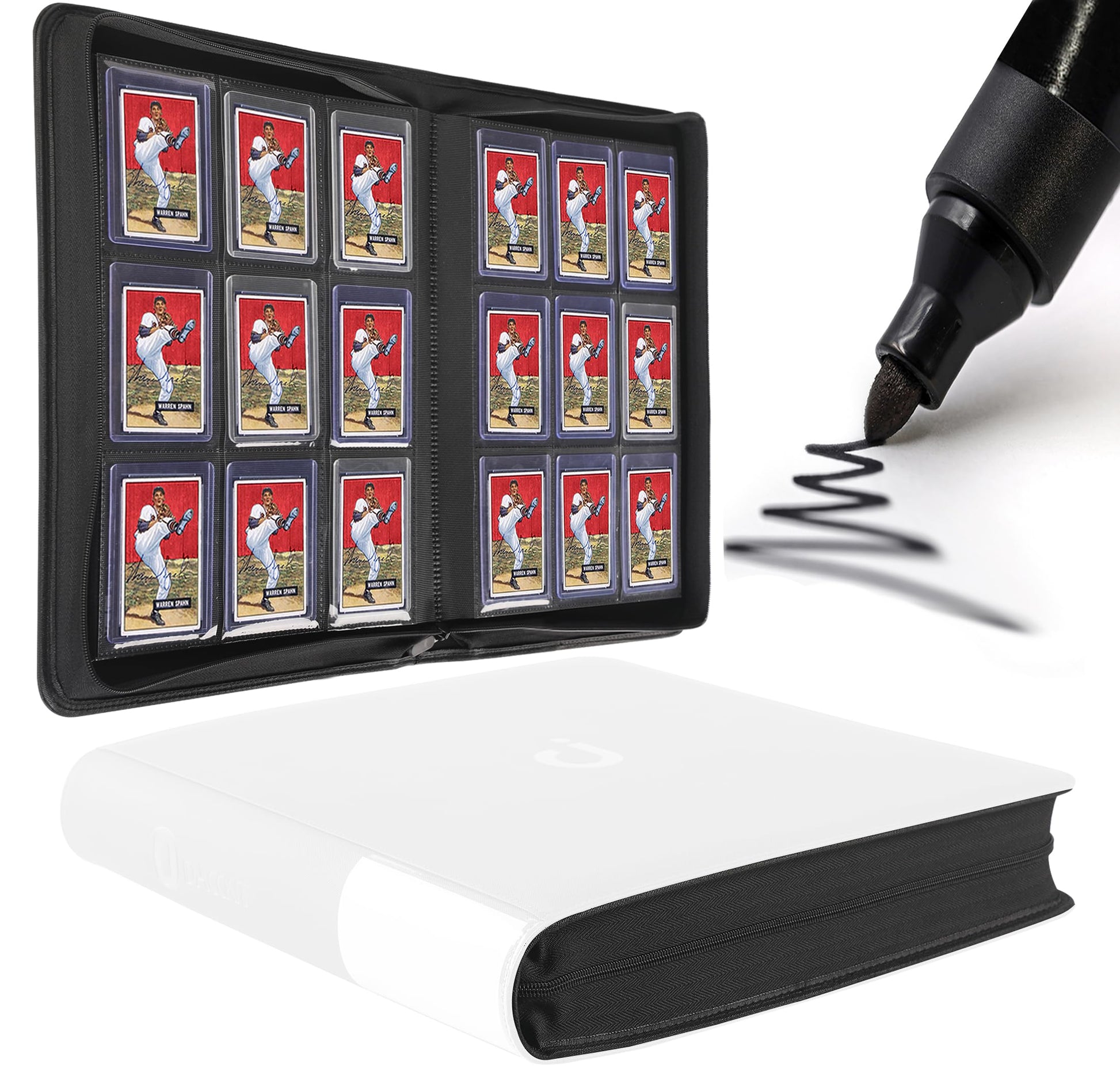 Top Loader Binder  Holds 288 Top Loaders - 9 Pocket Toploader Binder for 3 x 4 Rigid Card Holders for Trading Cards or Sports Cards  Model A - Classic White