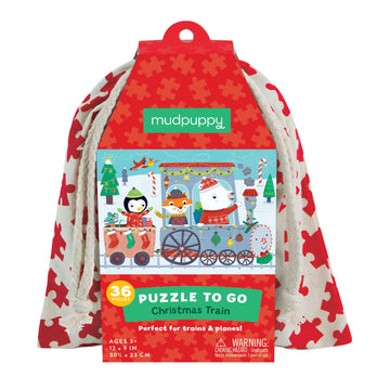 Mudpuppy Christmas Train To Go Puzzle, 36 Pieces - 12    X 9   , For Ages 3-6, Colorful Holiday Artwork, Made With Safe, Non-Tox