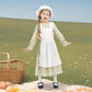 Lingway Toys Girls Pioneer Costume,Floral Colonial Prairie Dress for Girls with Apron and Bonnet 8-10
