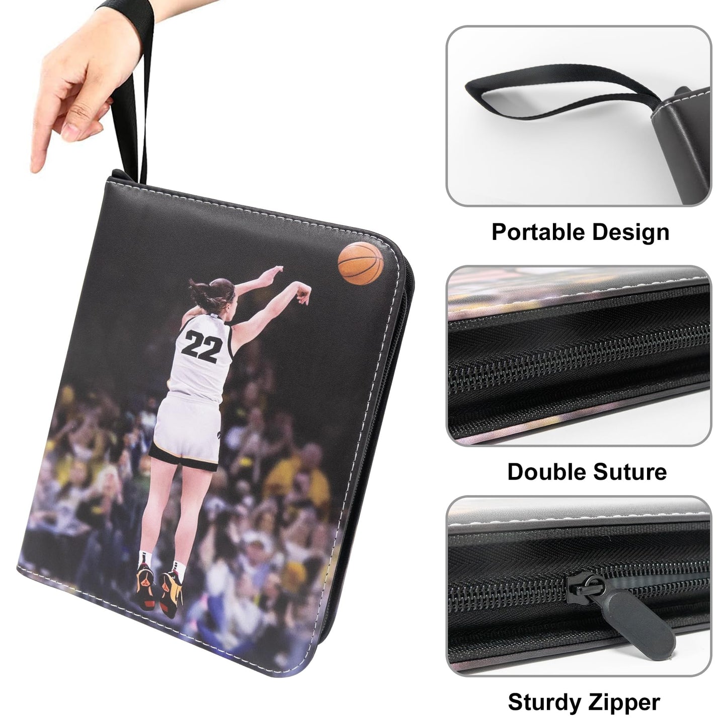 Basketball Trading Card Binder 4 Pocket with 50 Sleeves up to 400 Cards Basketball Binder Portable Waterproof Storage Book with Sleeves for Basketball Cards Collection