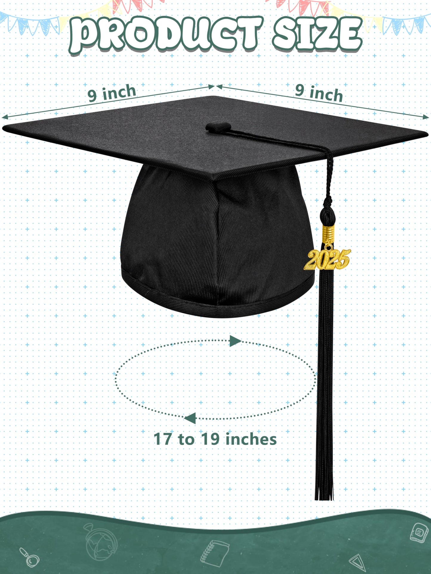 QZYL Preschool Graduation Cap and Gown Set, Unisex Kindergarten Graduation Outfit with Stole 2025 Tassel and Certificate