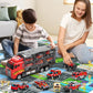 NIPLOOOW Toddler Boys Toys for 3 4 5 6 Years Old, Fire Truck Vehicle Toy Set with Play Mat, Die-Cast Toy Car Carrier Truck for B