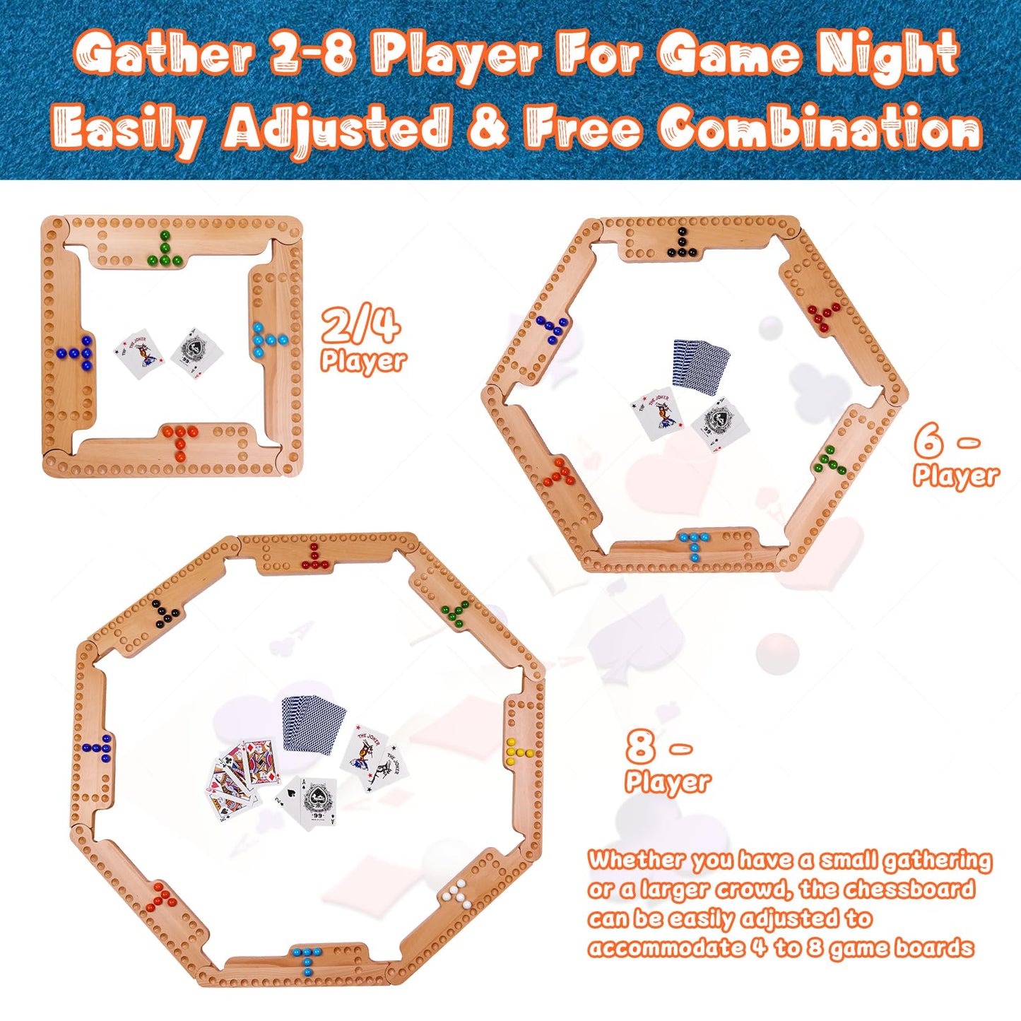 Nosadi Jokers and Marbles Board Game,Real Beech Wooden Marble Game for 2-8 Player,Best Family Board Game for Game Nights,Holiday