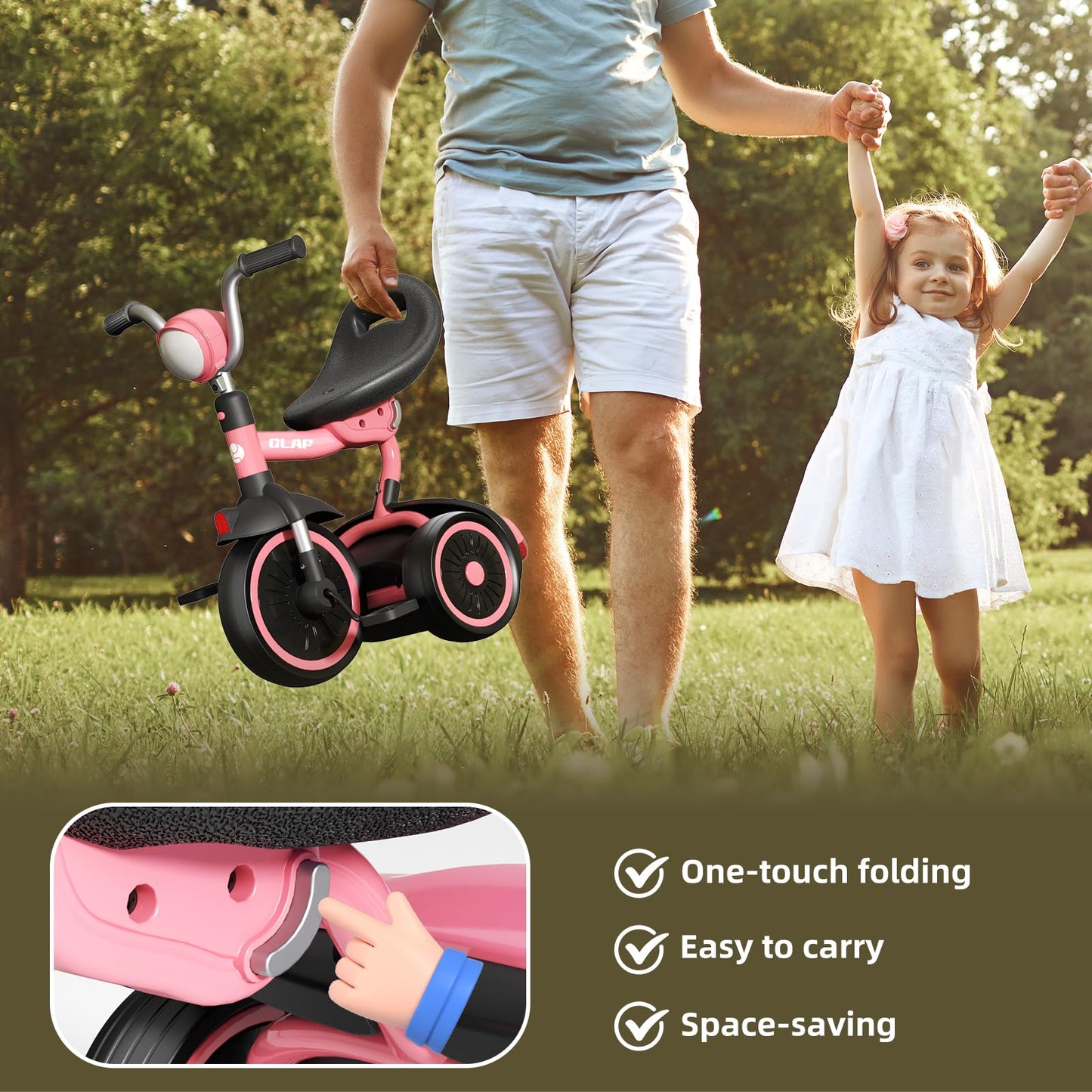 Glaf Tricycle For Toddler 1-3 Bike Kids Tricycle Trike Toddler Bike For 2-4 Year Olds Toys Baby Bike With Adjustable Seat And St