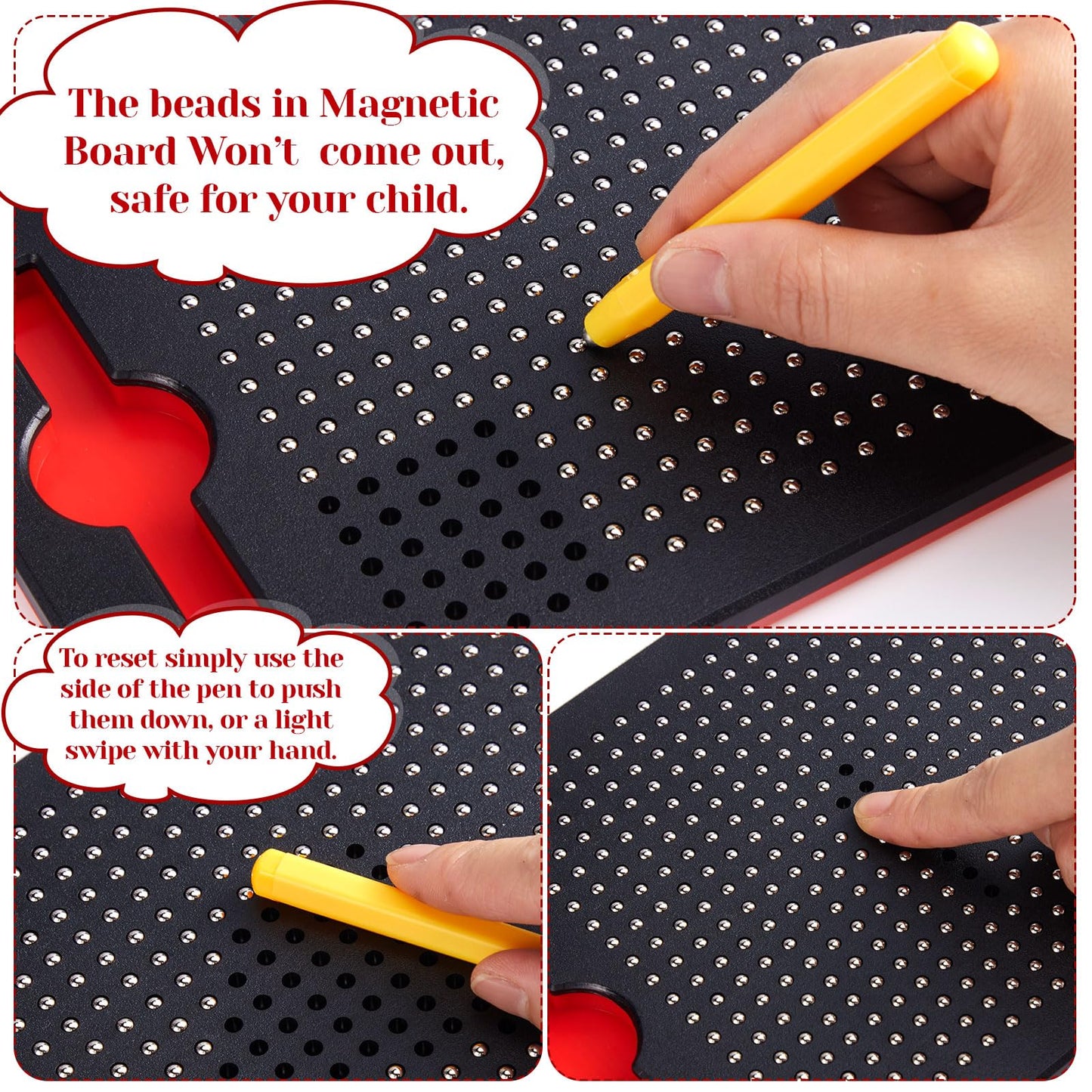 Yexiya 3 Pcs Magnetic Drawing Board for Kids, Toddler Travel Drawing Kit Magnet Sketch Thread Board with Stylus Pen and Beads To