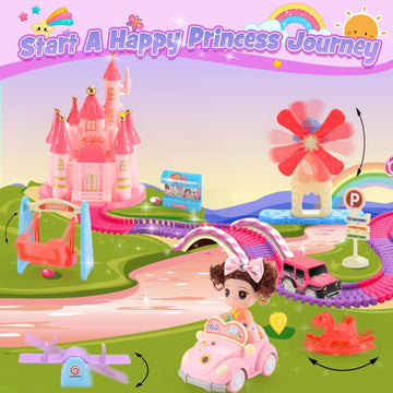 WethCorp Princess Toys: 258pcs Toys for 3 4 5 6 Year Old Girls Kids Car Track Toy Set with Doll Caslte Barbi Car 4 Year Old Girl
