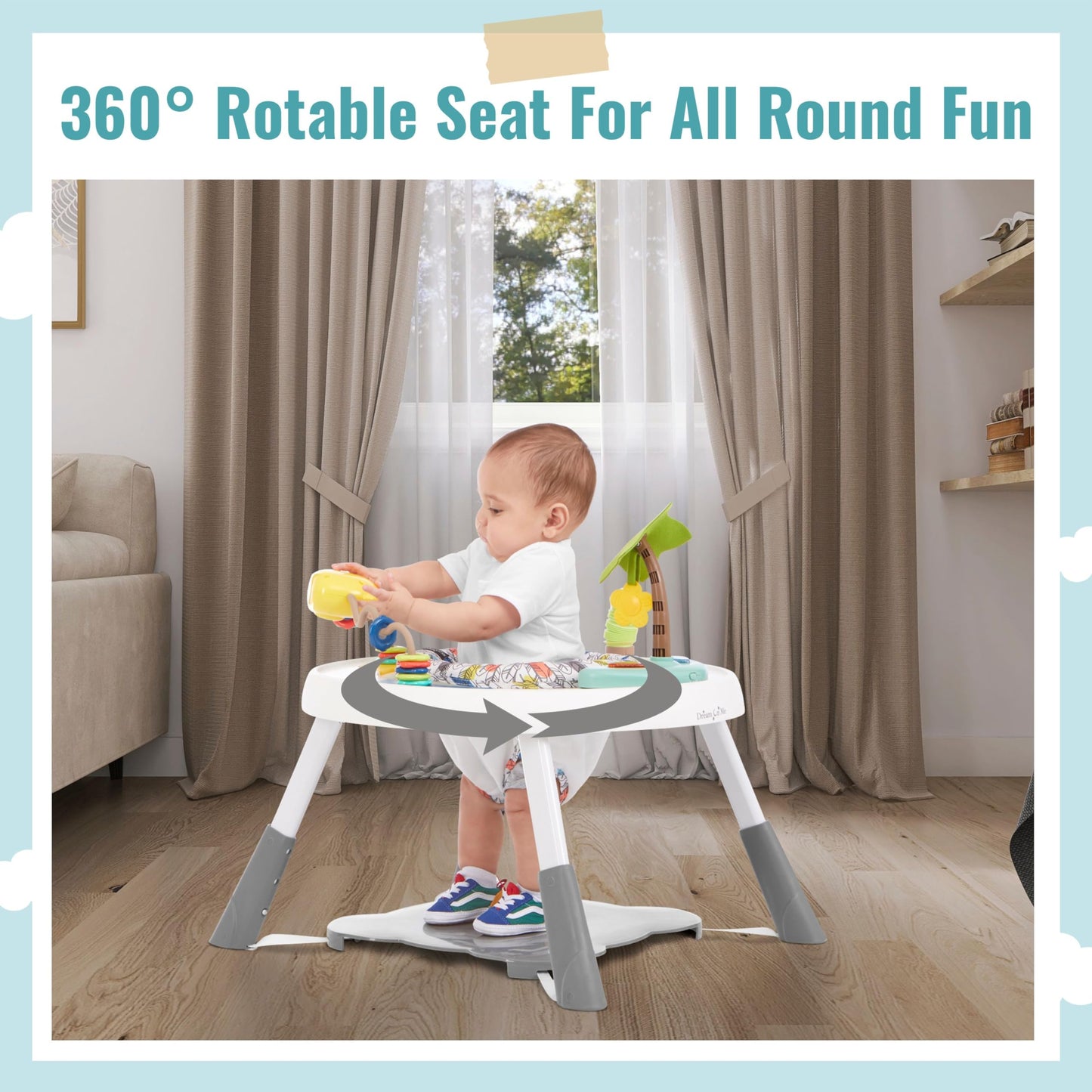 Dream On Me Curio Sit N Seek Baby Activity Center In Mint, 2 In 1 Activity Center And Play Table With 3 Detachable Toys And Musi