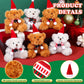 Foilswirl 24 Sets Christmas Mini Plush Bear 4 Inch Stuffed Animal Bulk Small Soft Bear Toys With Santa Hat Scarf Cards Gift Bags