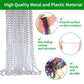YAXINRUI 33 Inch 7 mm Metallic Sliver Bead Necklaces, 15pcs Mardi Gras Beads Bulk Round Beaded Necklaces Costume Necklace for Ma