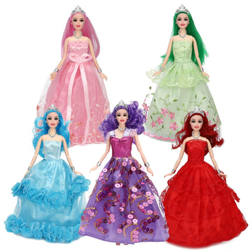 Onest 5 Sets 11.5 Inches Princess Girl Dolls Include 5 Pieces Girl Princess Dolls, 5 Pieces Handmade Doll Clothes, 5 Pairs Of Doll Shoes