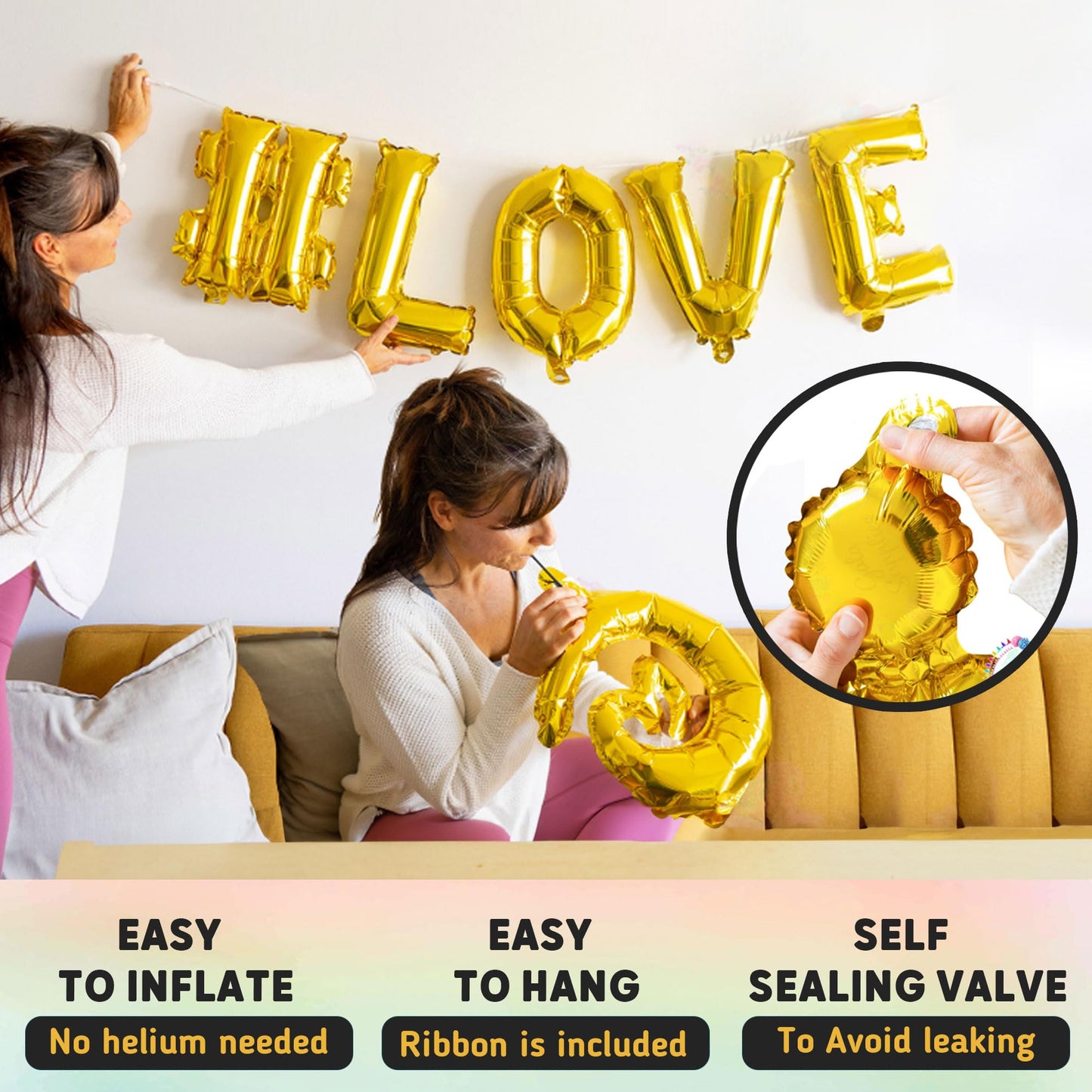 Gold Letter Balloons 16 Inch - Custom Balloon Letters | Alphabet Balloons | Rose Gold Foil Letter Ballon | Silver Mylar Balloons