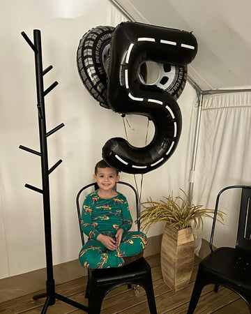 Race Car 5 Balloon, Number Balloons 40 Inch, 5Th Black Birthday Balloon Decorations, Race Car Birthday Party Supplies, 5 Number