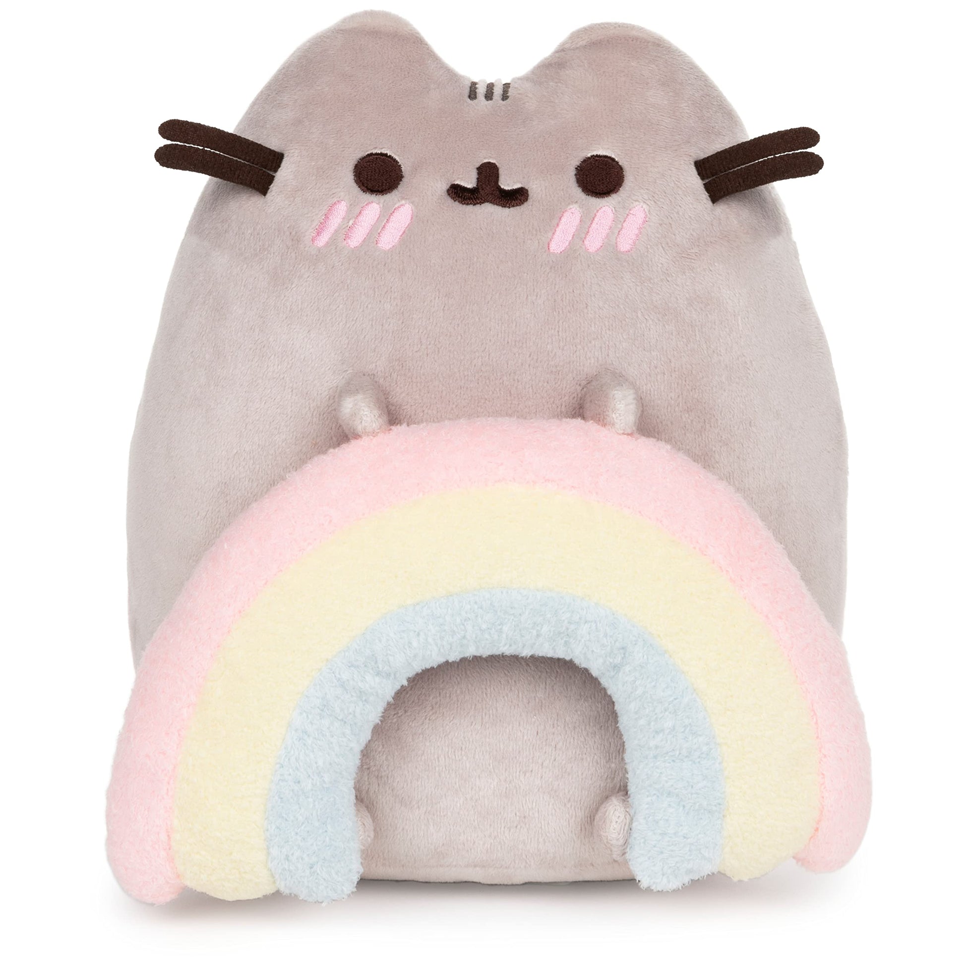 Gund Pusheen With Rainbow Plush, Stuffed Animal For Ages 8 And Up, Gray/Rainbow, 9.5