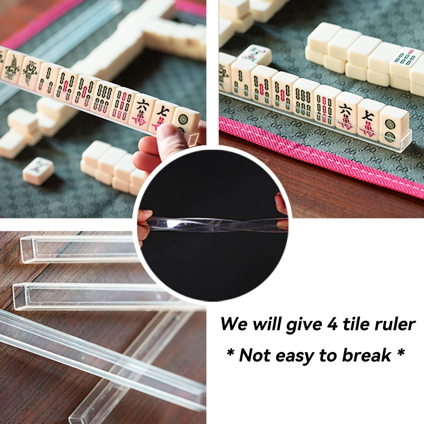 drizzle Travel Mini Mahjong Set - 144 Portable Tiles, Melamine, Pink, with Racks and Panda Bag, 24mm Size