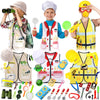 Deekin 3 Sets Kids Dress Up and Pretend Clothes with Plastic Toys for Toddler 3-7 Ages  Role Play Construction Worker  Chef  Explorer Dress Up Vest for Boys Girls Costumes Accessories Play