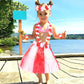 Fortuning'S Jds Hawaiian Hula Grass Skirt For Girls Elastic Flower Costume Kids Outfits For Luau Tropical Beach Party Decor