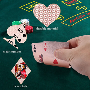 Joyoldelf Playing Cards, Plastic Rose Gold Playing Cards, Flexible Poker Cards / Waterproof Playing Cards With Box Great For Party, Game, Cardistry, Magic Trick Tool