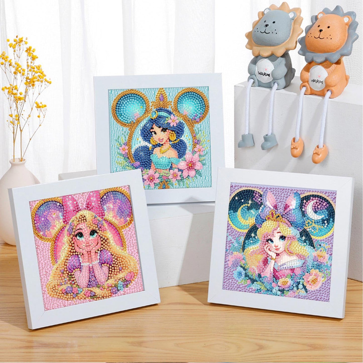 nekpiahu Diamond Art Painting Kits for Kids, 6 Pack Cartoon Gem Crafts, 6x6 inches, Suitable for Ages 4-12, Color Variants JXDXZ09-JX