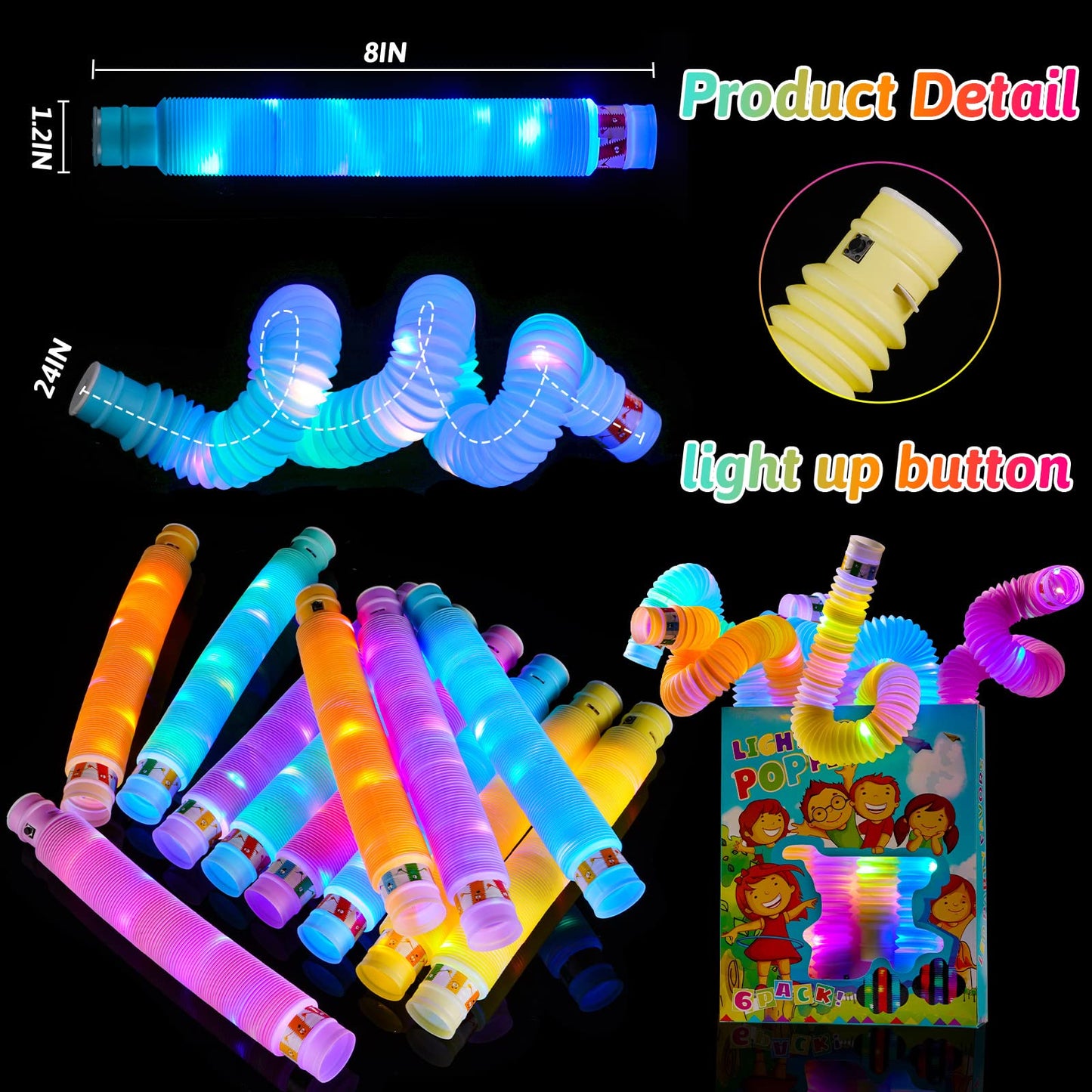 Mikulala Glow Sticks Light Up Tubes 12 Pcs Christmas Party Favor Goodie Bag Suffers Kids Birthday Gift Stocking Fillers Light Up