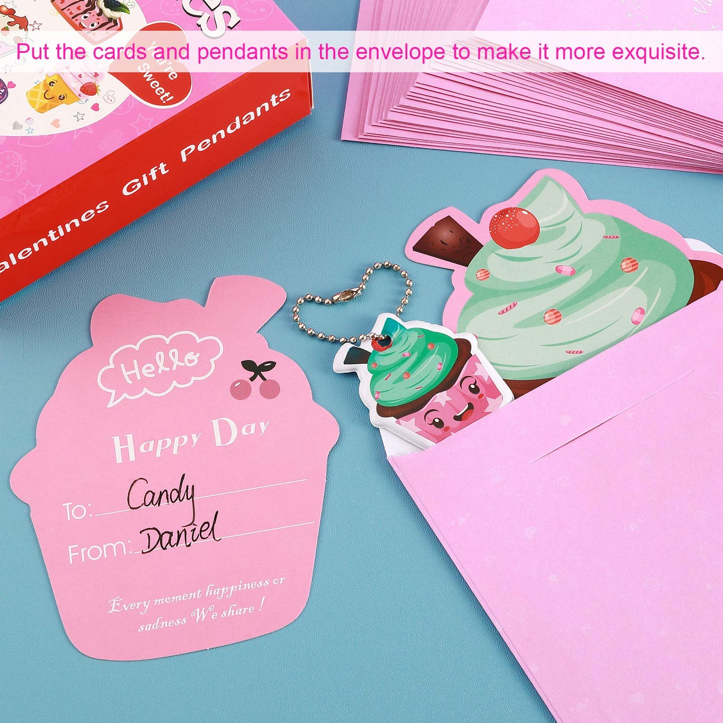 SUKKI Valentines Day Cards for Kids 30 Sets with Envelopes Pendant Gifts and Temporary Tattoos - Perfect Greeting Exchange Cards