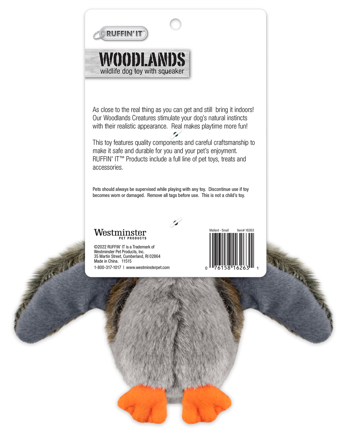 Ruffin' It Woodlands Mallard Stuffed Plush Dog Toy, Small